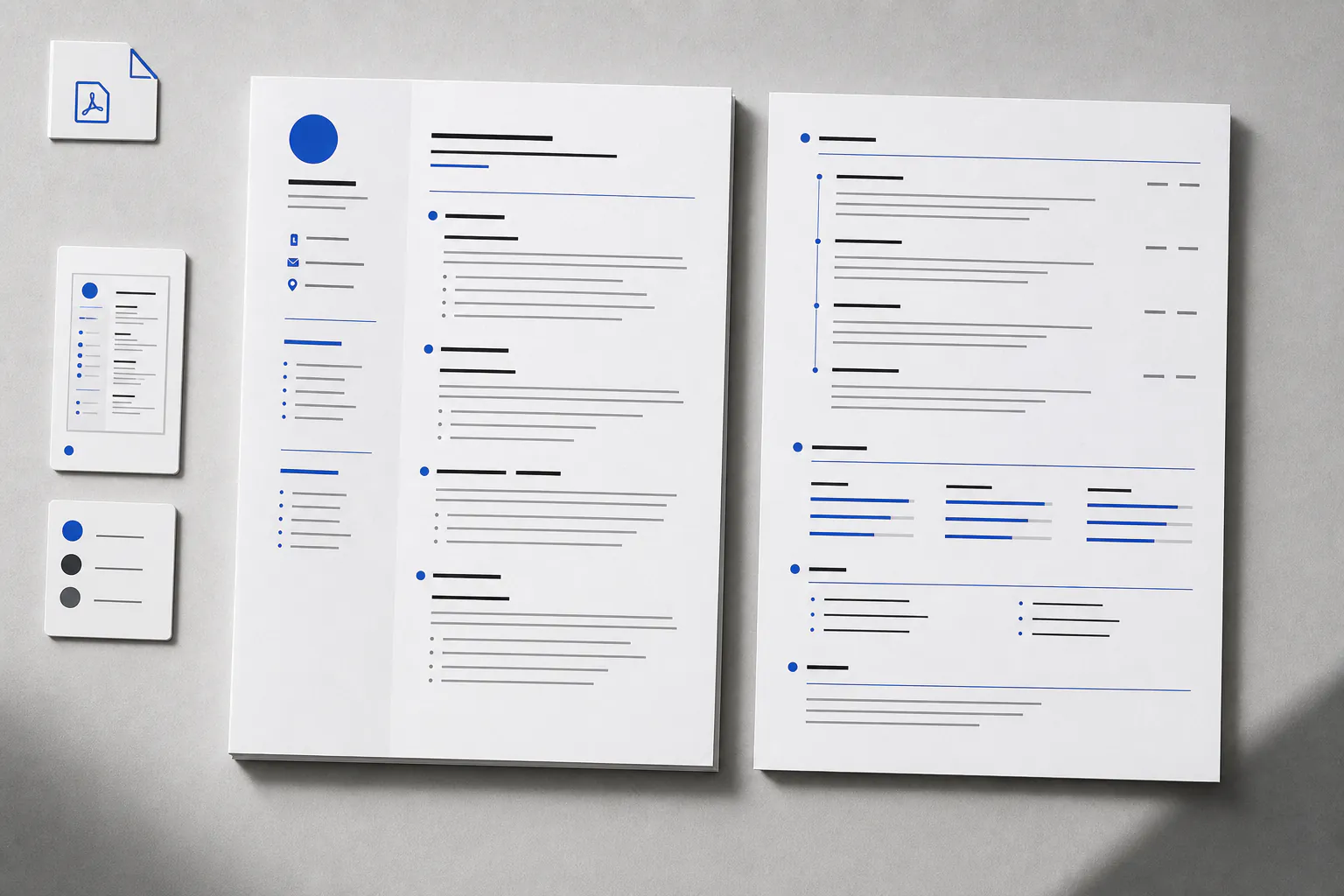 A finished coordinated two-page resume with restrained template controls